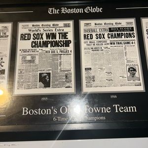 Boston Red Sox six-time champions what is Boston Globe plaque